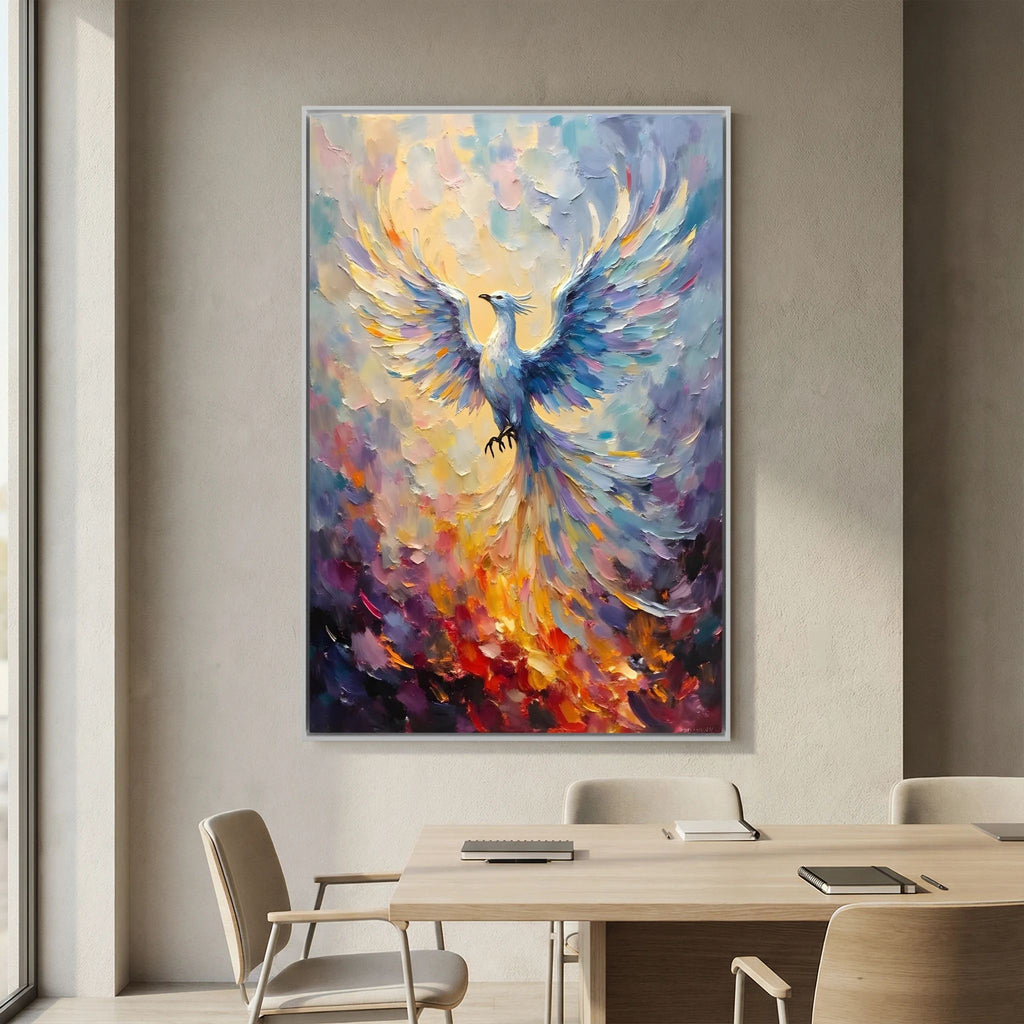 Phoenix In Flight Vibrant Majestic Minimalist Oil Style Decor