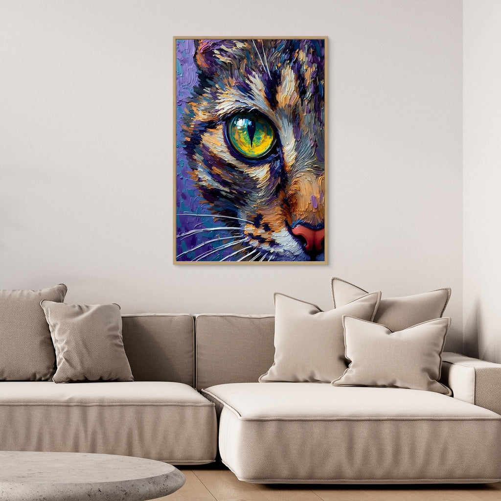 Abstract Domestic Cat Oil Style Canvas Minimalist Wall Decor