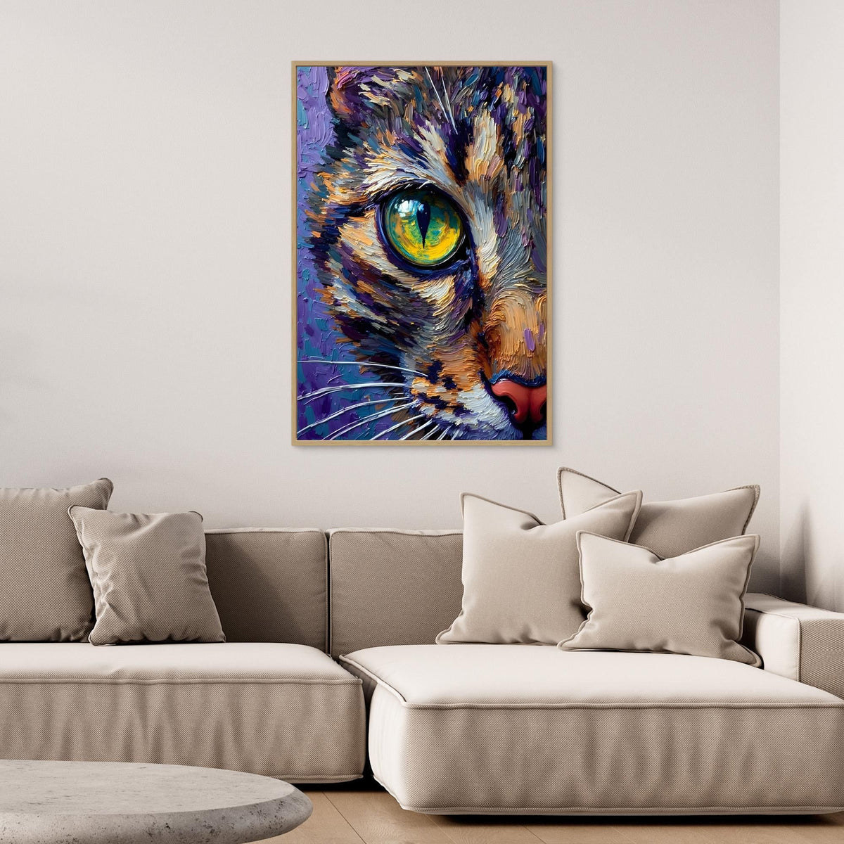 Abstract Domestic Cat Oil Style Canvas Minimalist Wall Decor