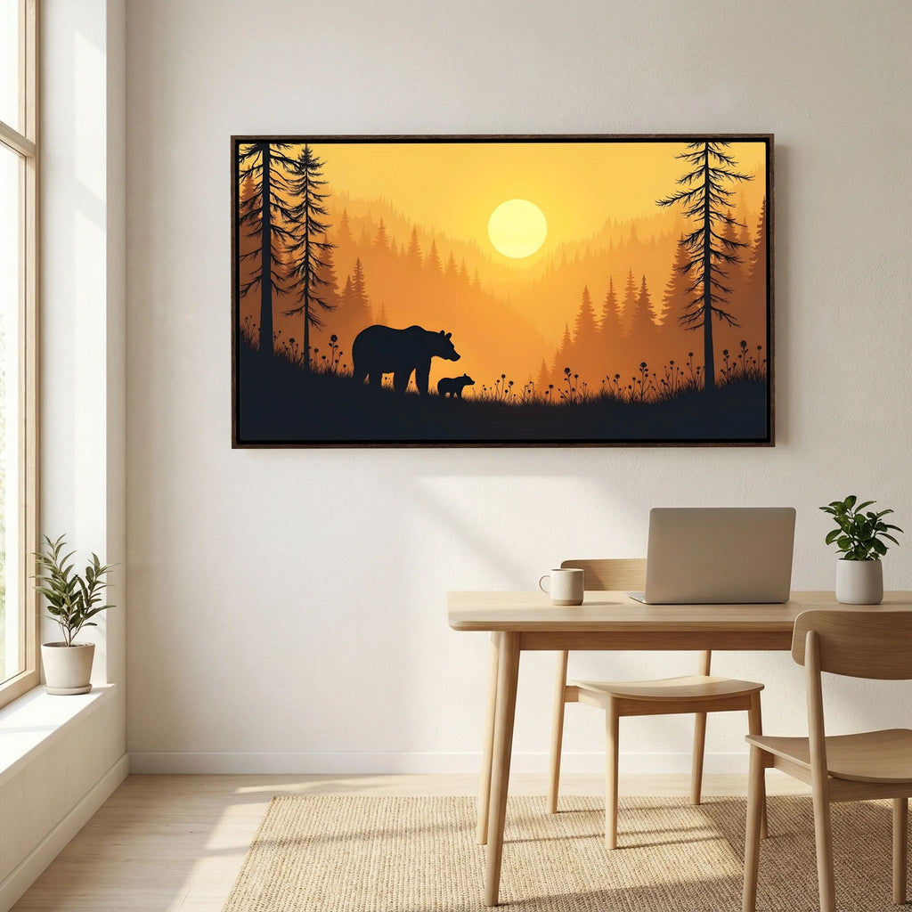 Bears In The Alaskan Wilderness At Sunset Abstract Canvas