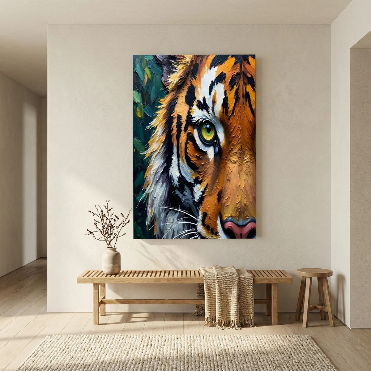 Bold Tiger Abstract Oil Style Canvas Wall Art