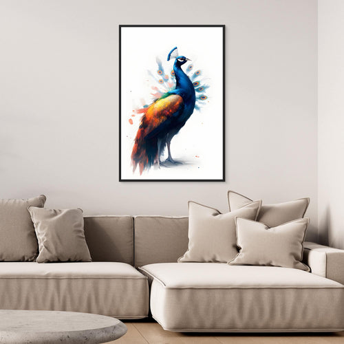 Abstract Peacock Canvas Wall Art Print Modern Oil Style Minimalist