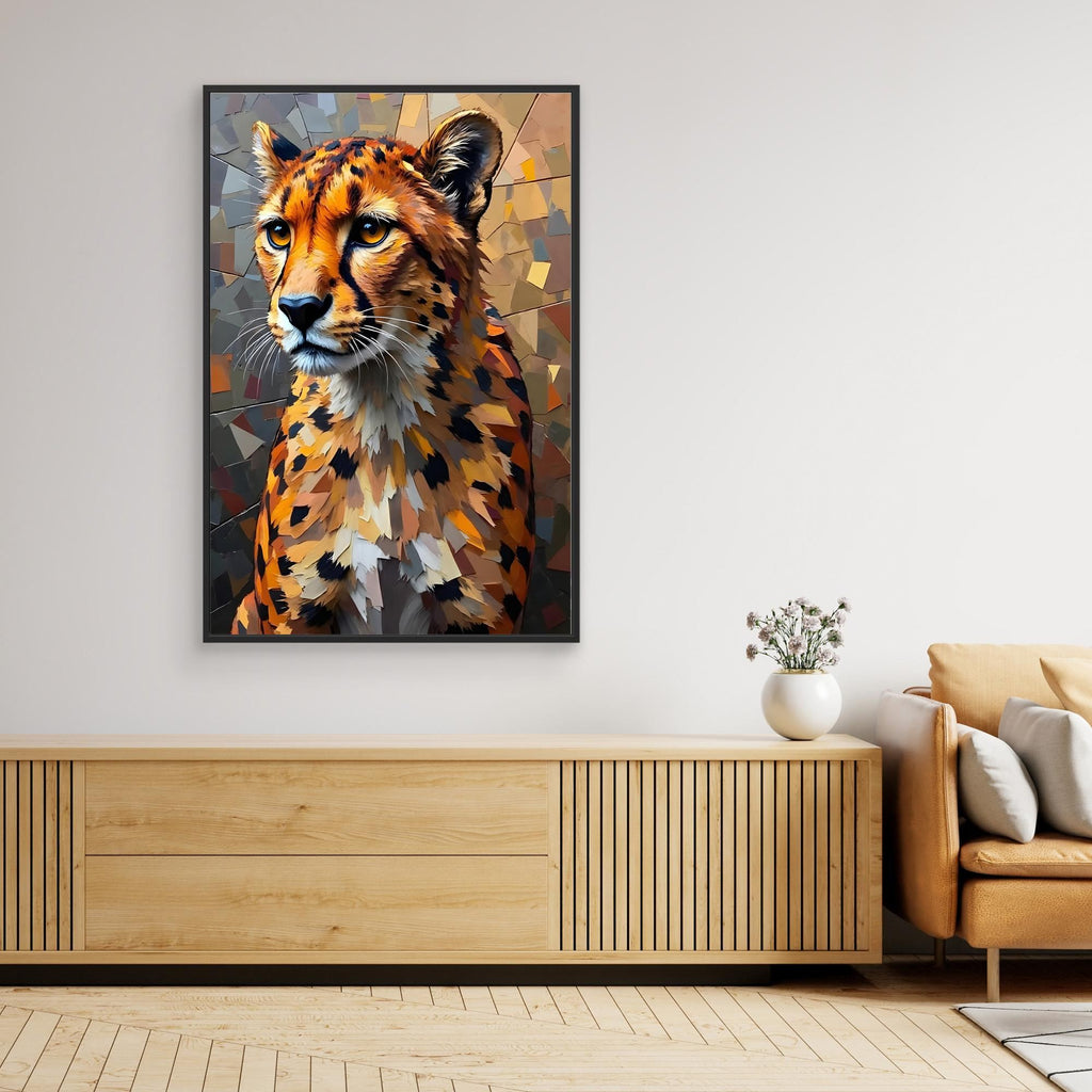 Oil Style Abstract Cheetah Statement Minimalist Wall Canvas