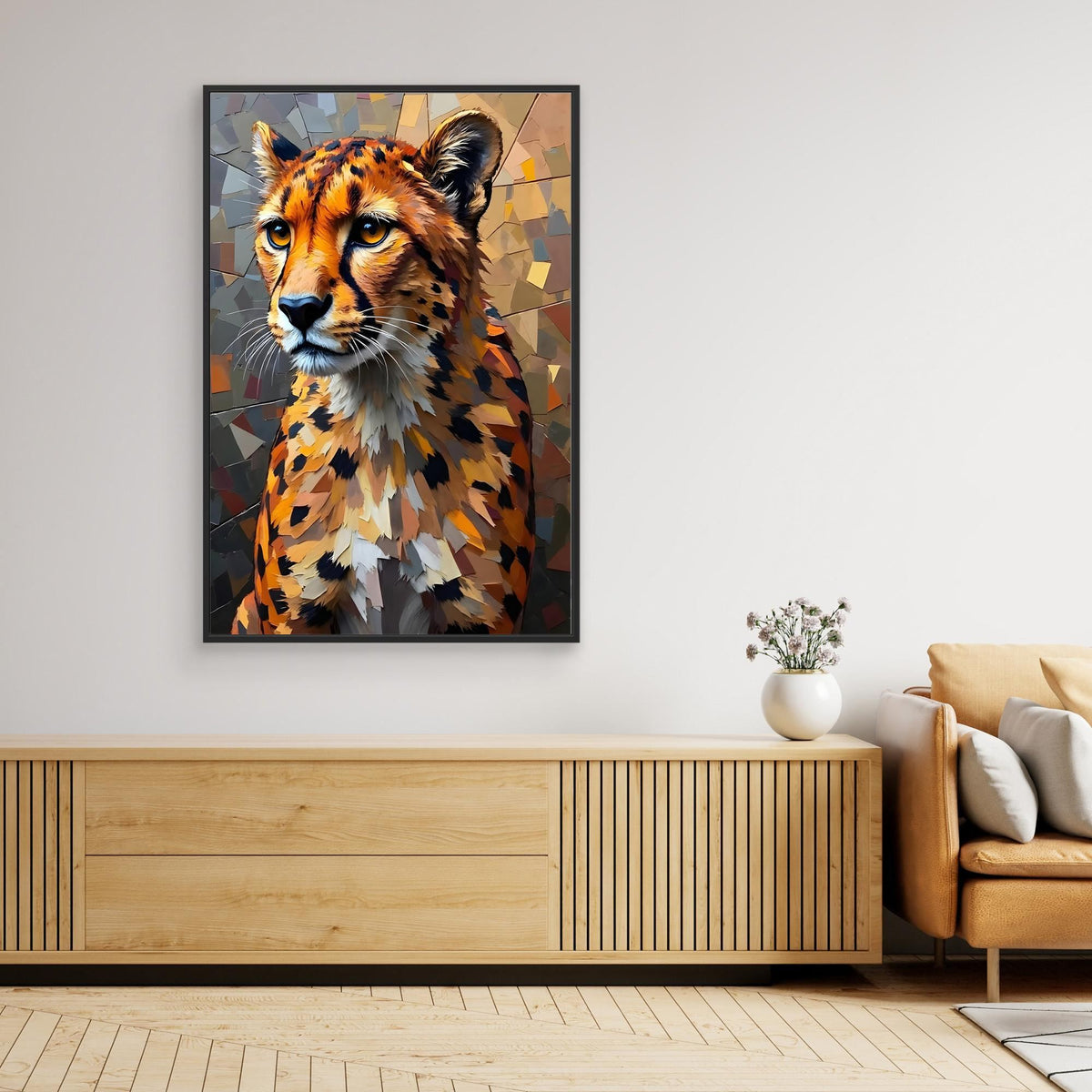 Oil Style Abstract Cheetah Statement Minimalist Wall Canvas