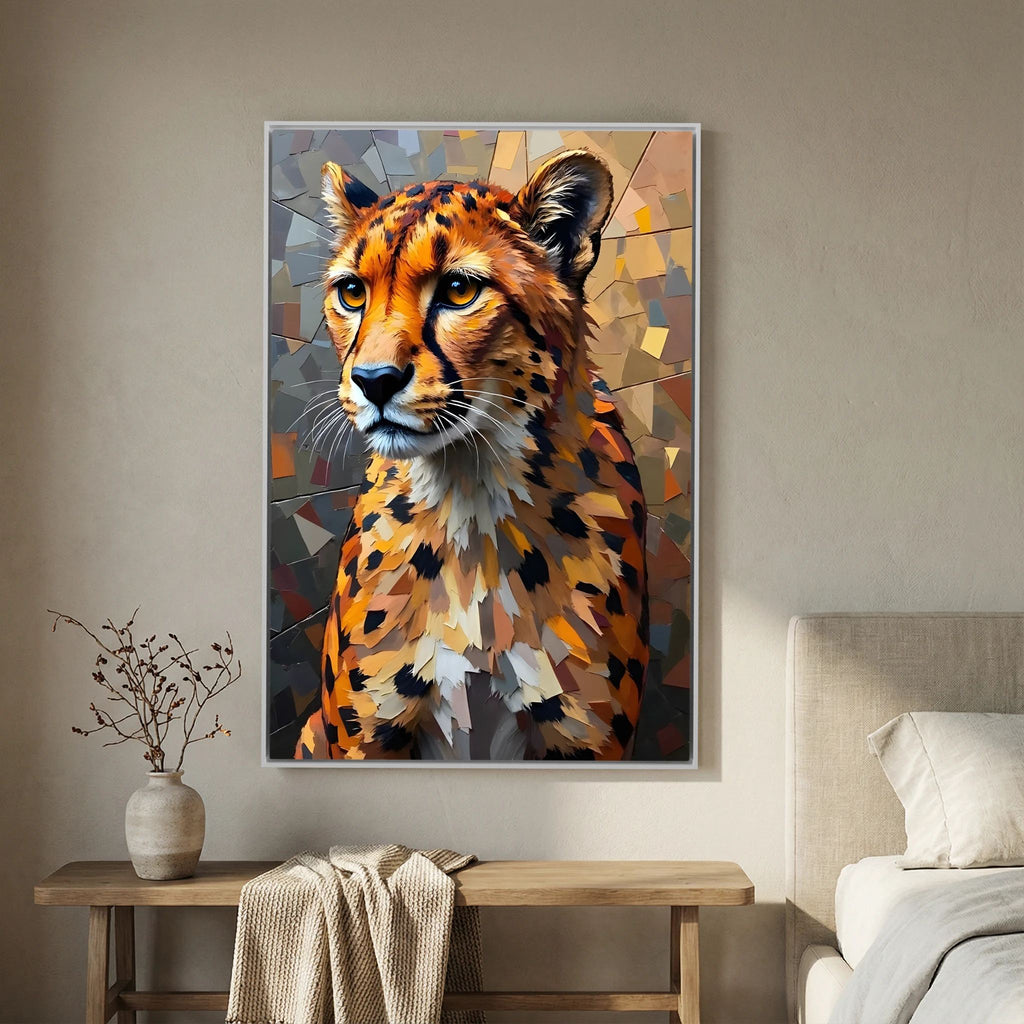 Oil Style Abstract Cheetah Statement Minimalist Wall Canvas