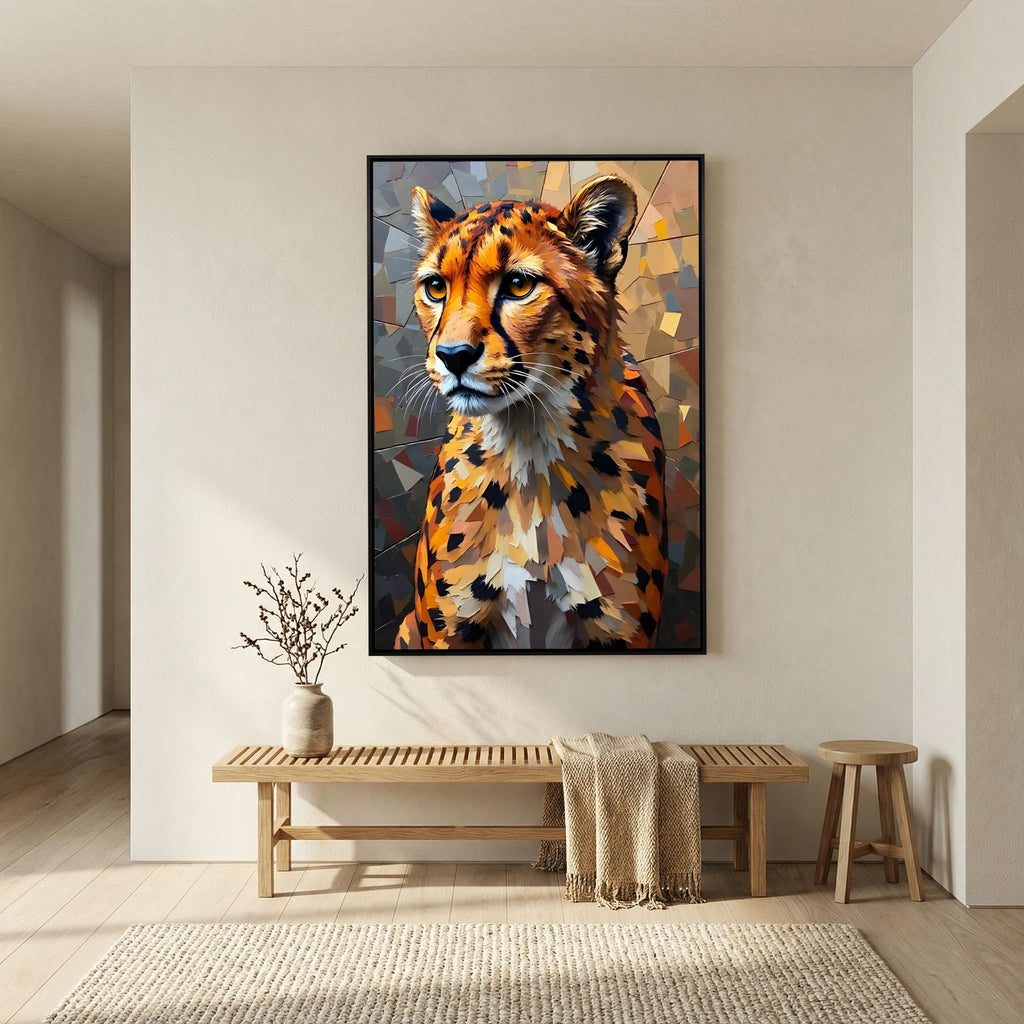 Oil Style Abstract Cheetah Statement Minimalist Wall Canvas