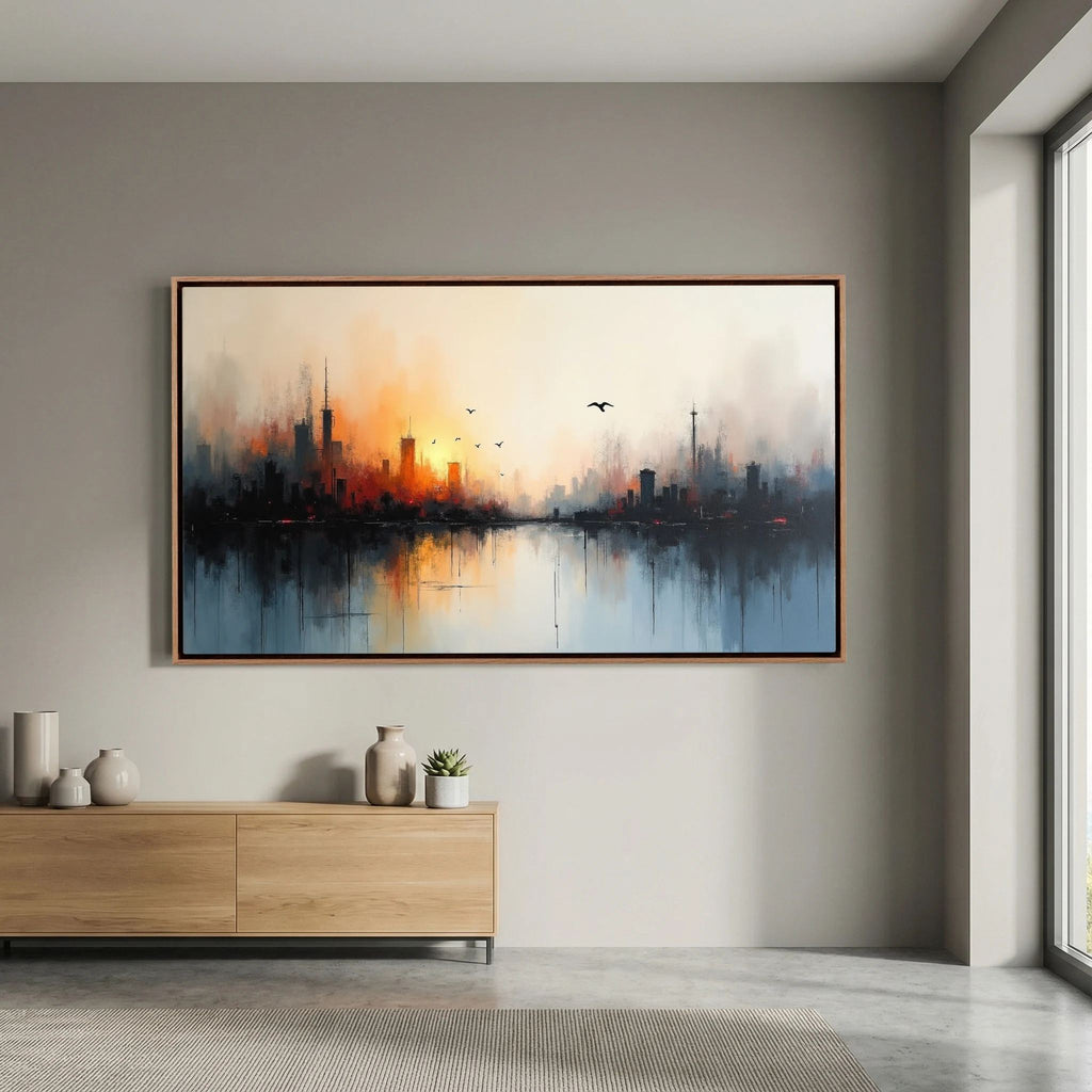 Cityscape At sunset Canvas Wall Art 