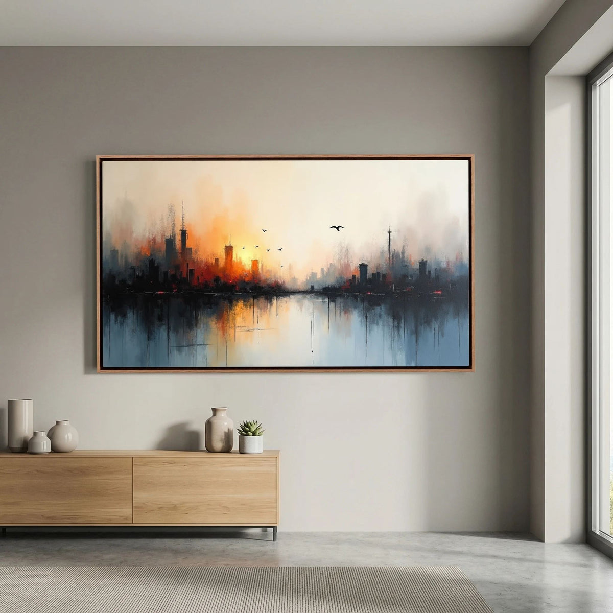 Cityscape At sunset Canvas Wall Art 