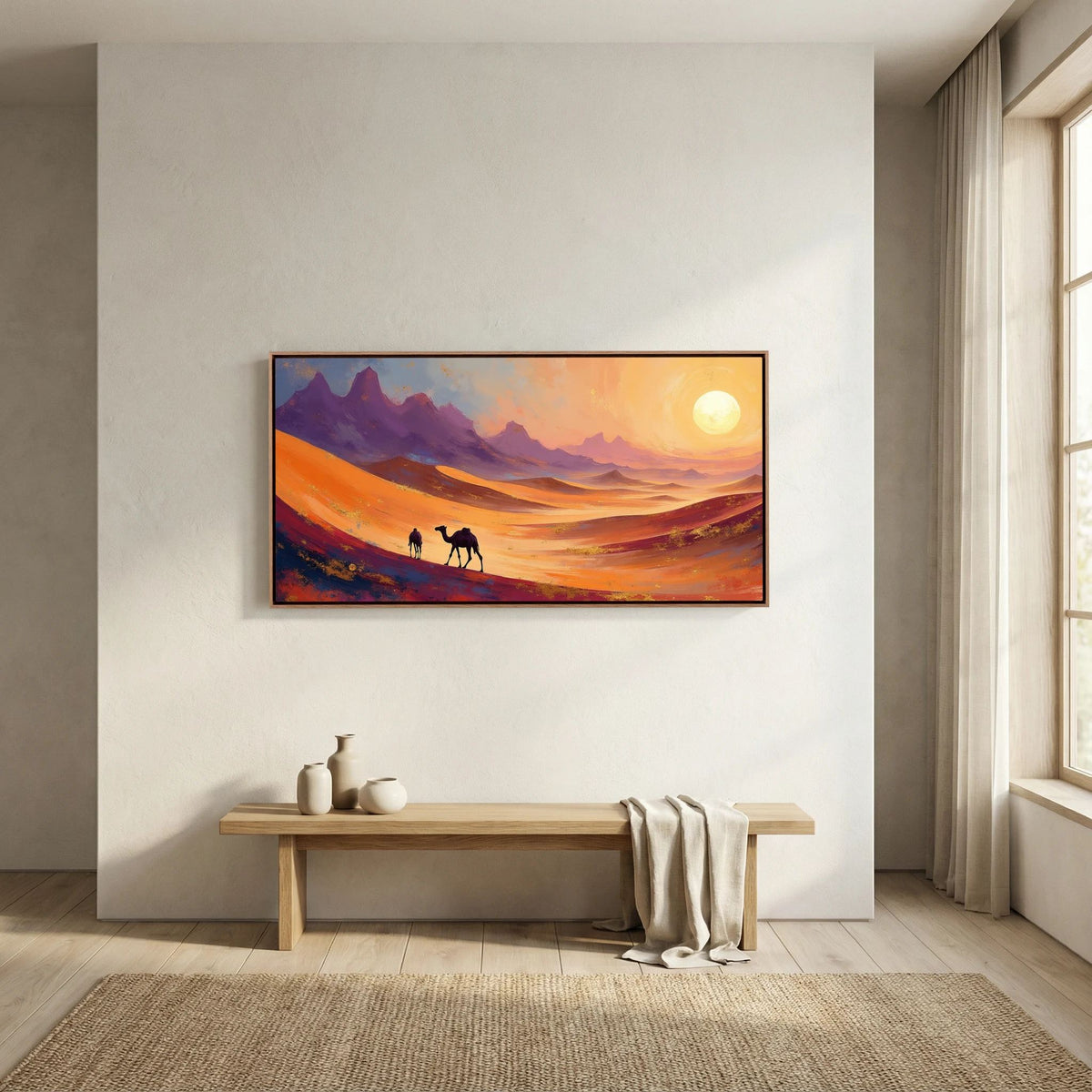 Camels In The Dessert Abstract Wall Canvas Ready To Hang