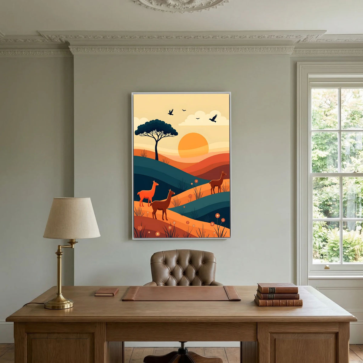 Trio Of Alpaca On Planes Canvas Wall Art