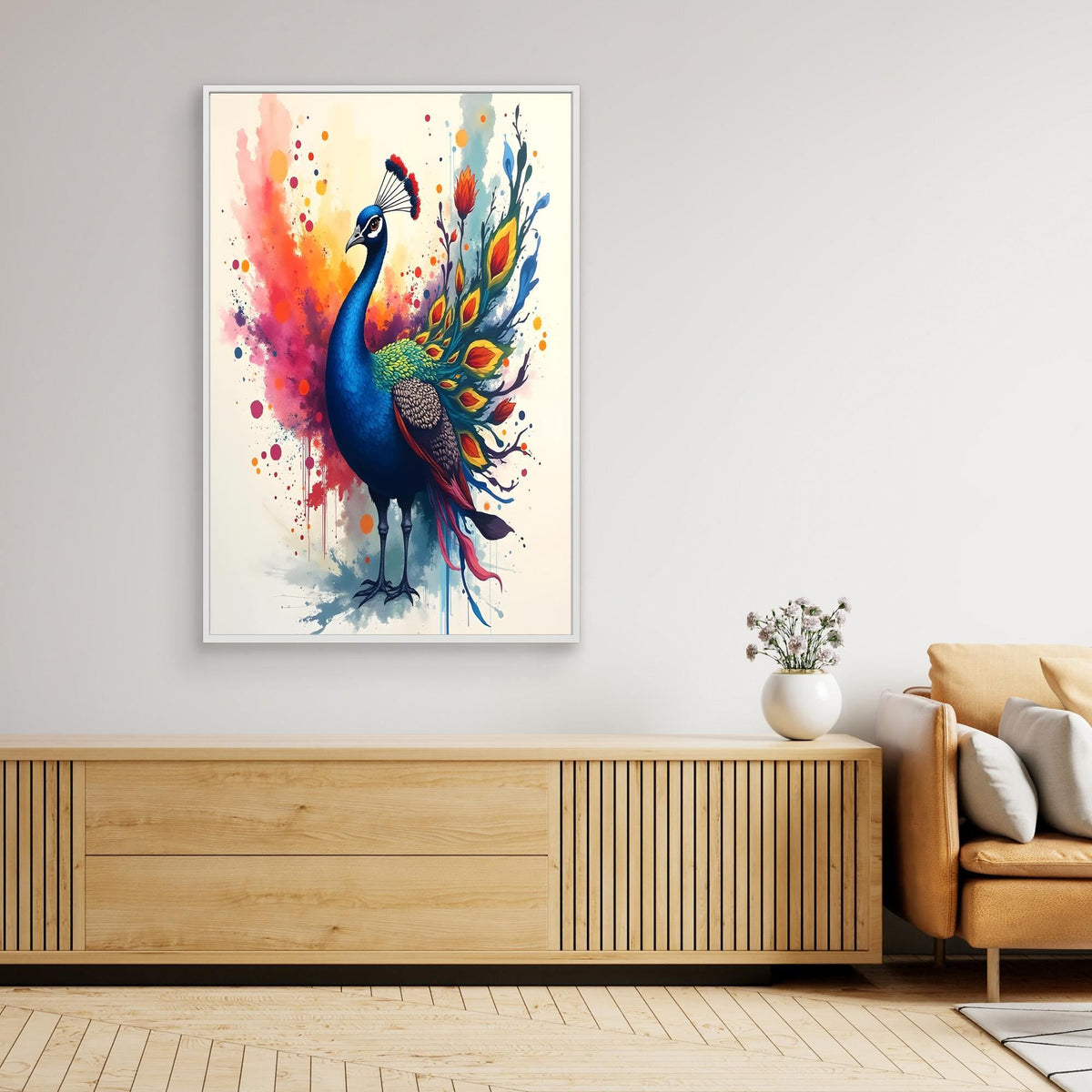 Vibrant Ink Style Peacock Colourful Abstract