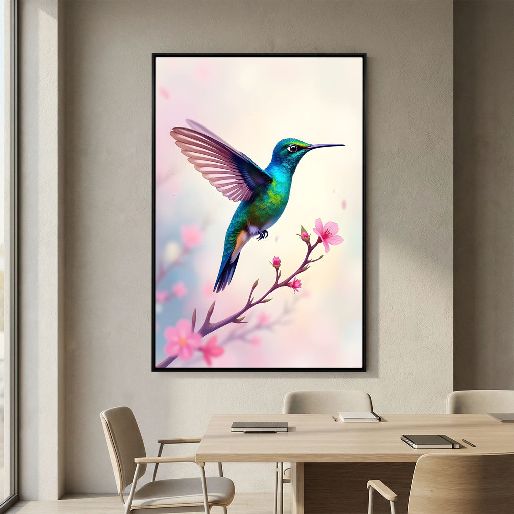 Vibrant Humming Bird Minimalist Canvas Wall Art