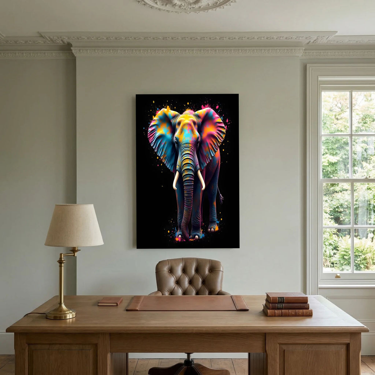 Abstract Elephant Canvas Wall Art, Modern Safari Nursery Print, Warm Toned Statement Decor, Poly-Cotton Framed Wildlife Art, Gift