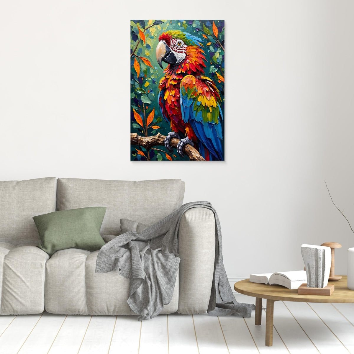 A Vibrant Macaw Stand Out In Any Room Minimalist Wall Canvas