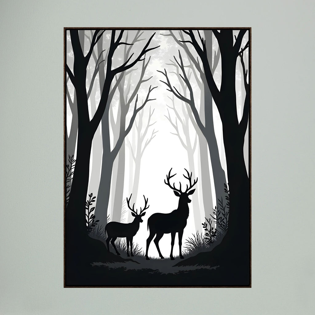 Black & White Forest Deer