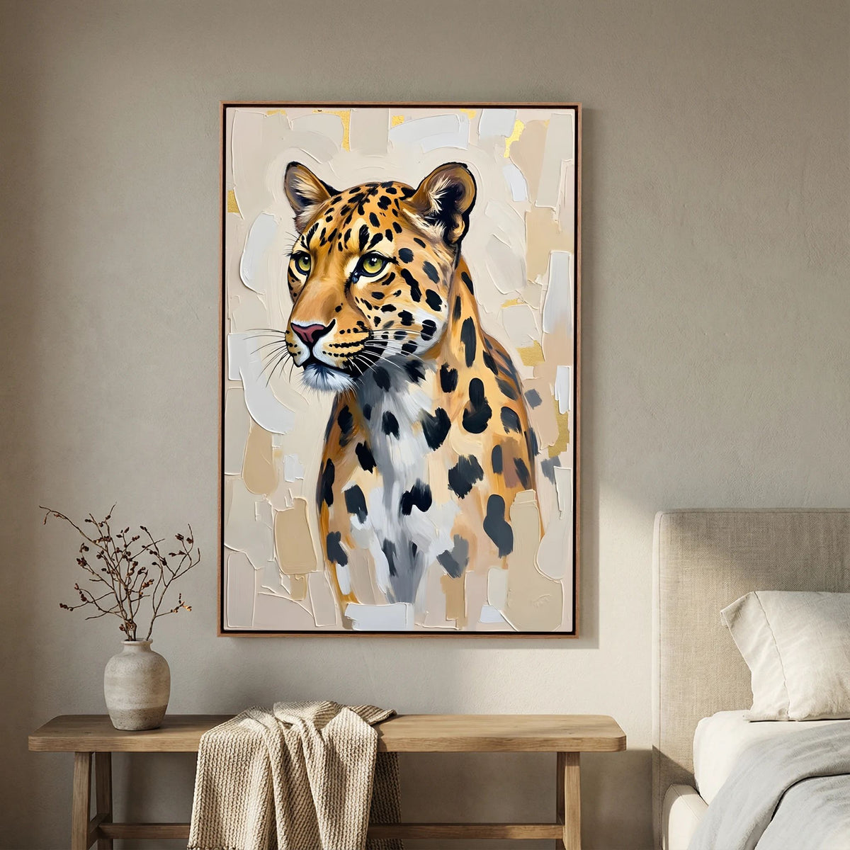 Leopard Oil Style Abstract Minimalist Wall Decor Muted Colours