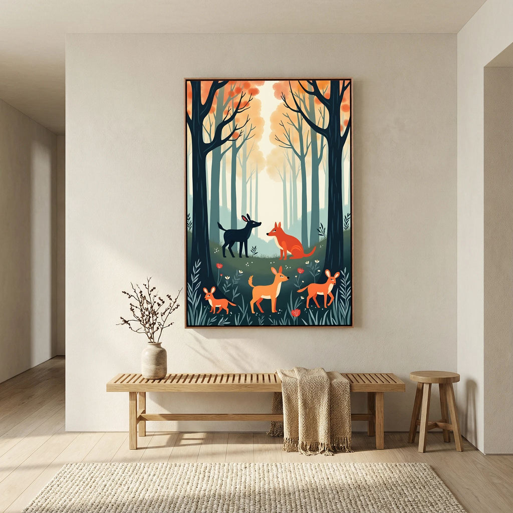 Abstract Forest Animals Forest Scene