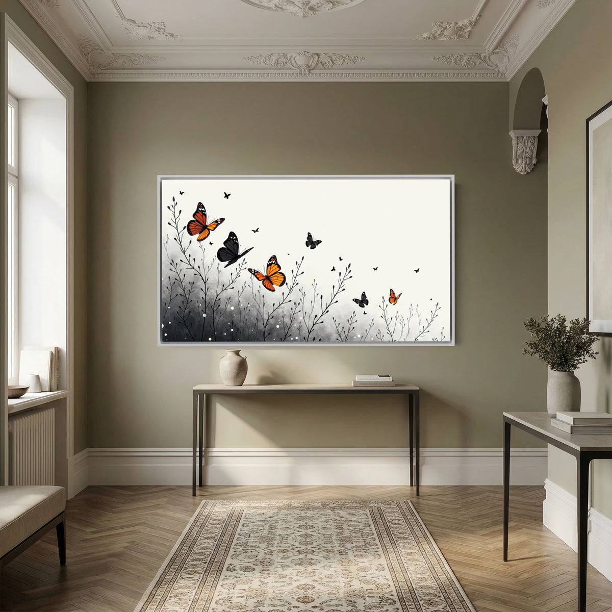 Butterfly In Flight Wall Canvas Art
