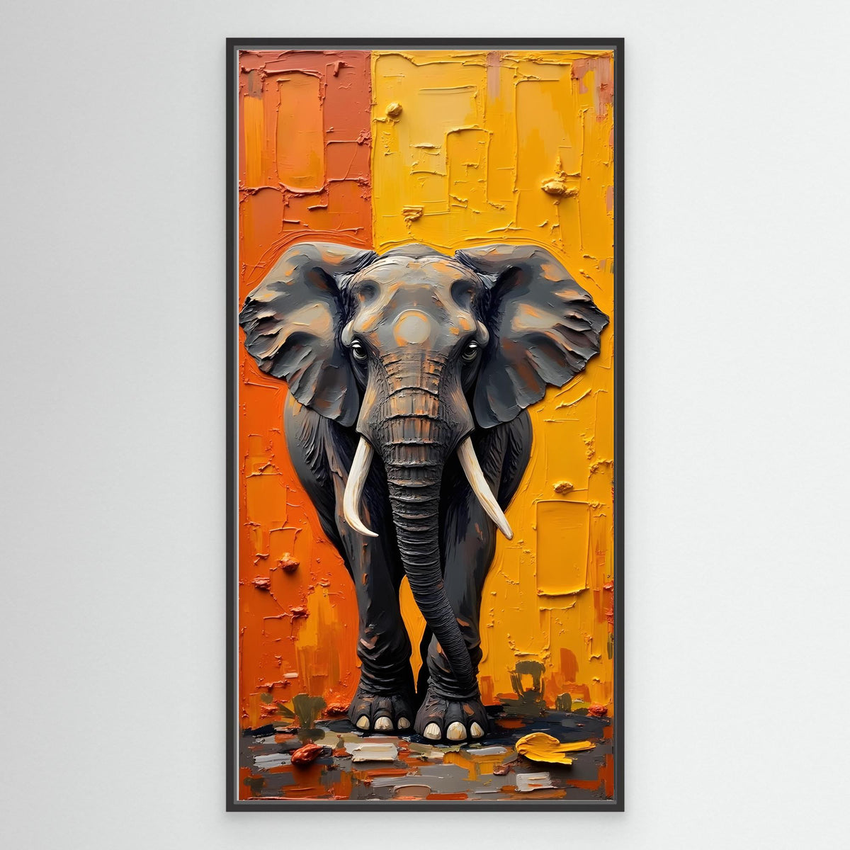 Abstract Oil Style Print of Lone Elephant