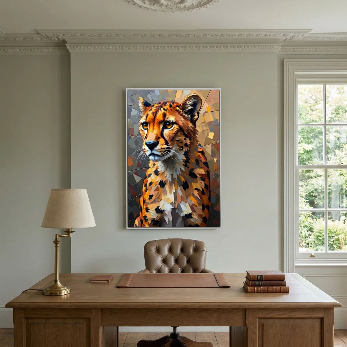 Oil Style Abstract Cheetah Statement Minimalist Wall Canvas