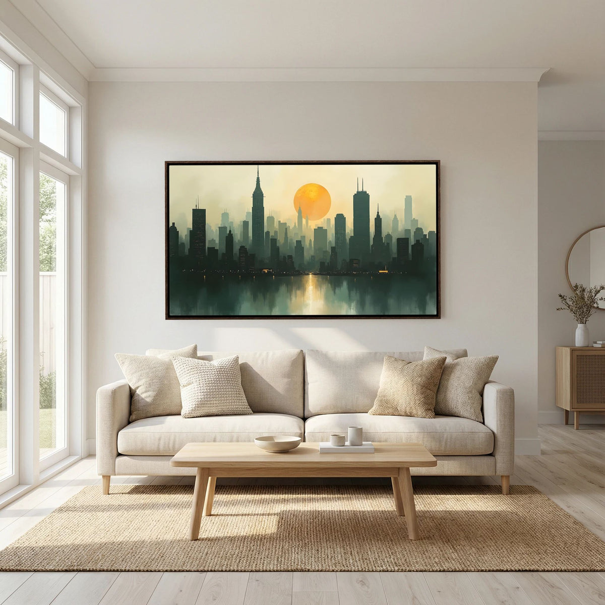 Minimalist Cityscape At Sunset 