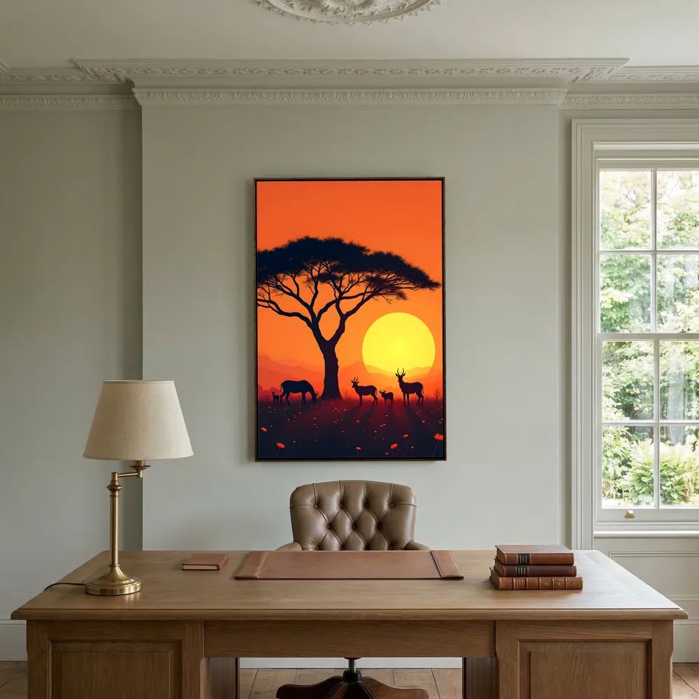 Sunset Abstract Of African Planes Wall Canvas