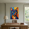 Vibrant Oil Style Domestic Cat Minimalist Wall Decor
