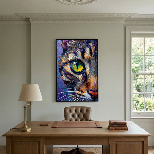 Abstract Domestic Cat Oil Style Canvas Minimalist Wall Decor