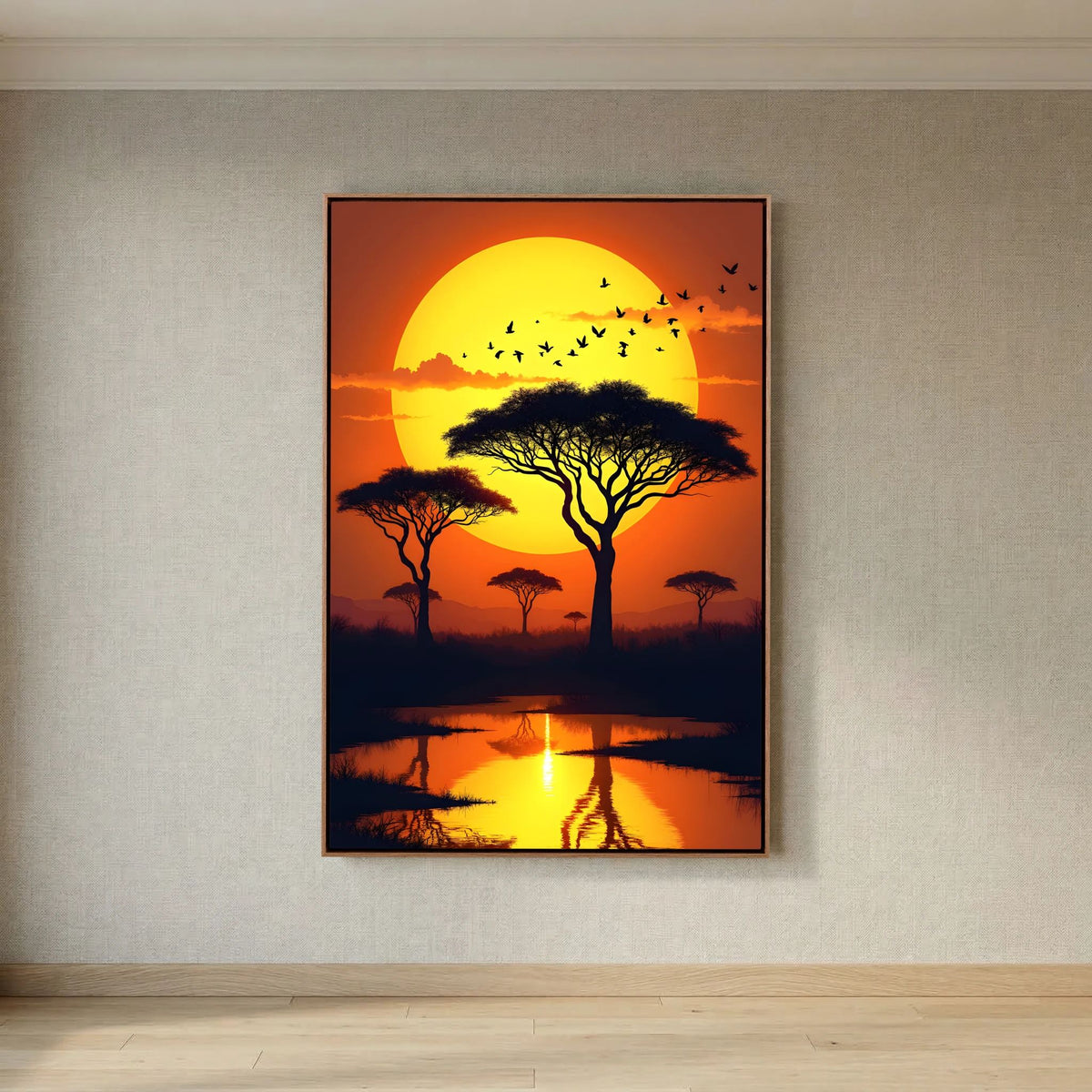Sunset On The African Planes Acacia Trees Canvas Print
