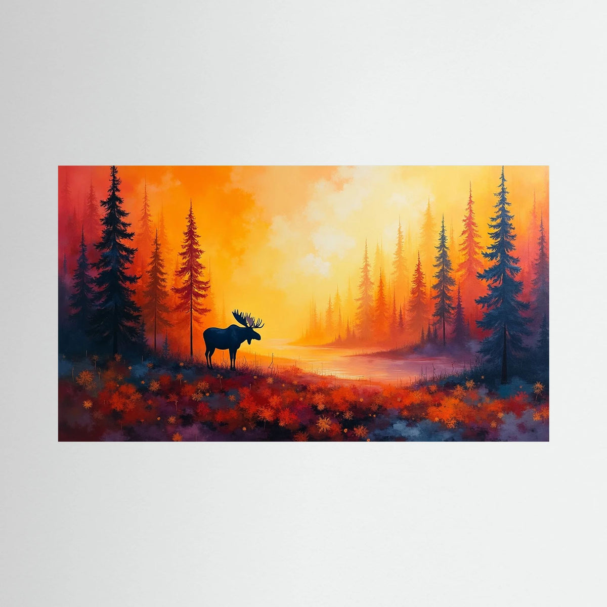 Moose At Sun Down In The Wilderness Wall Canvas
