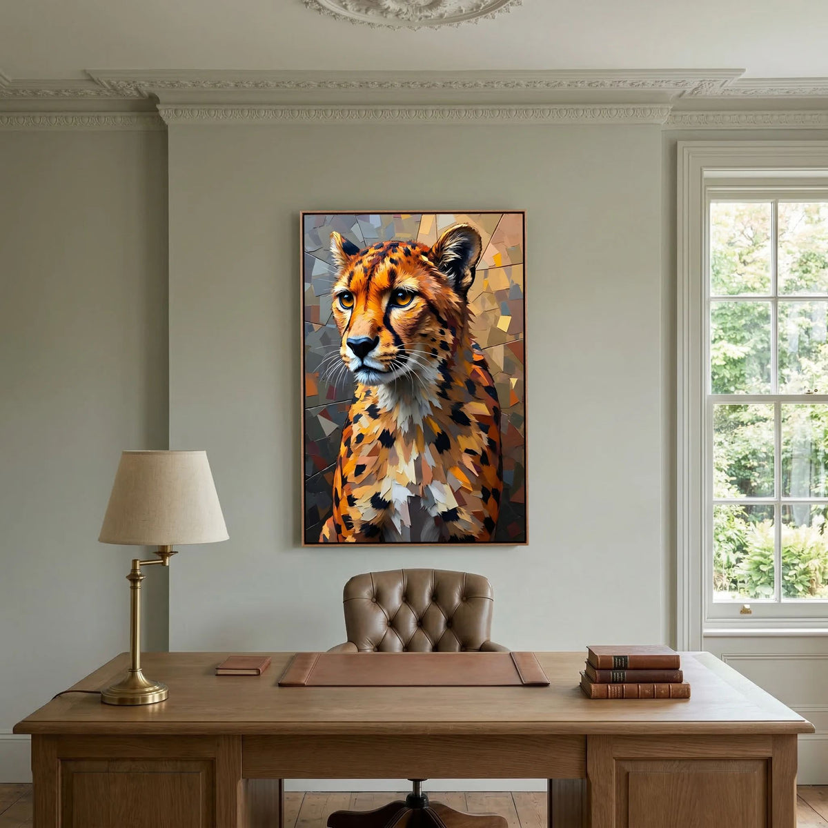 Oil Style Abstract Cheetah Statement Minimalist Wall Canvas