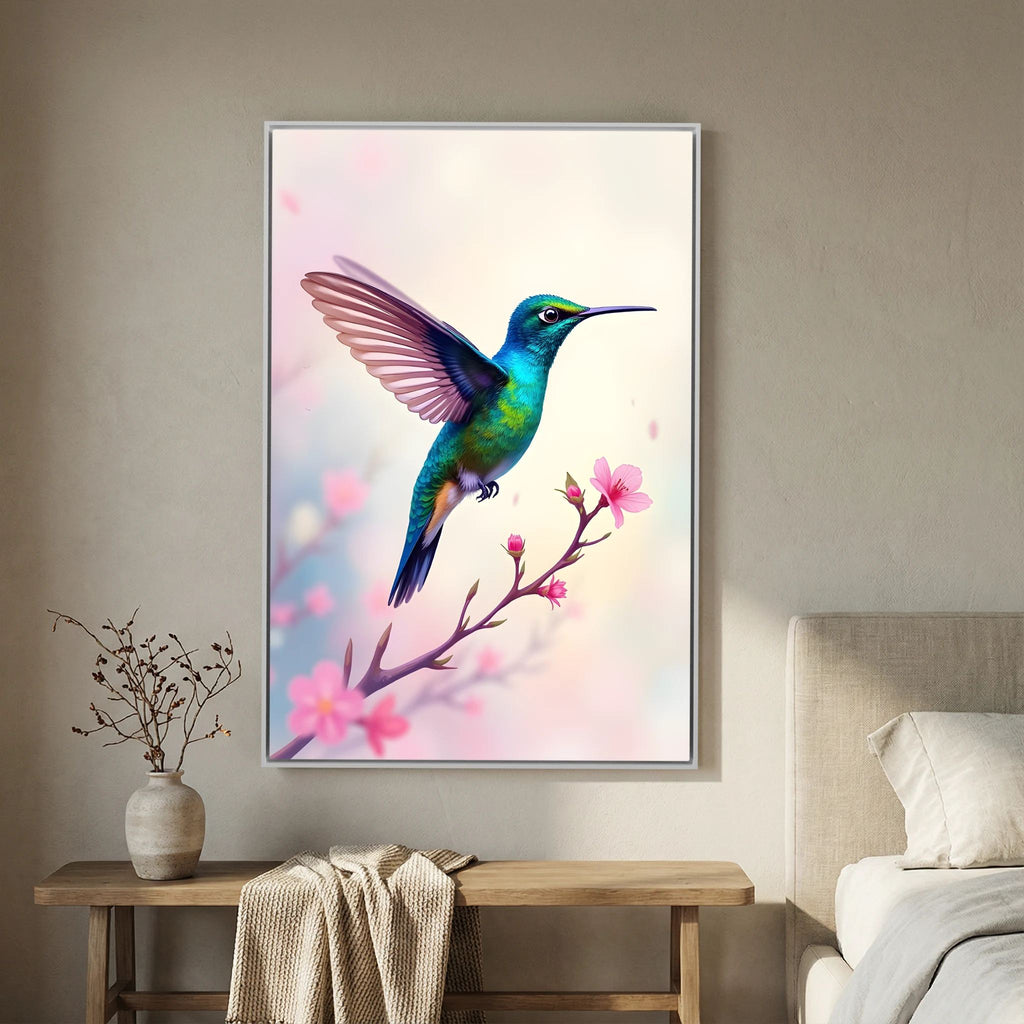 Vibrant Humming Bird Minimalist Canvas Wall Art
