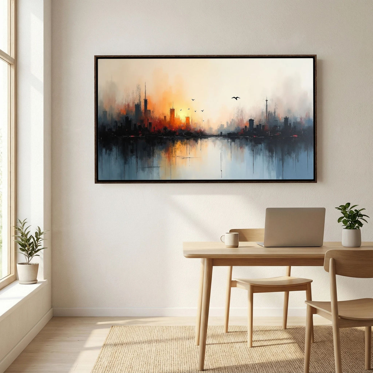 Cityscape At sunset Canvas Wall Art 