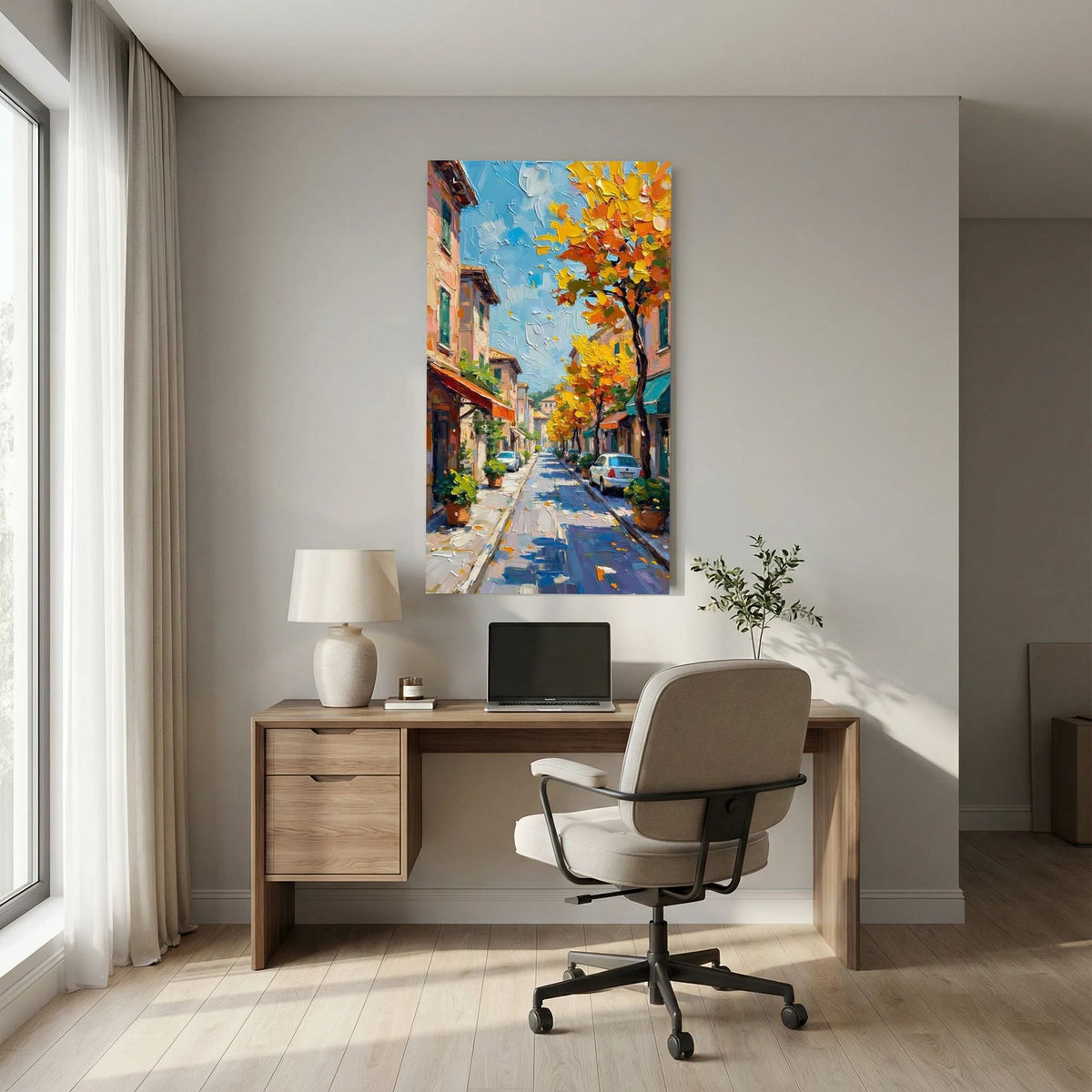 Street Scene Oil Style Wall Canvas