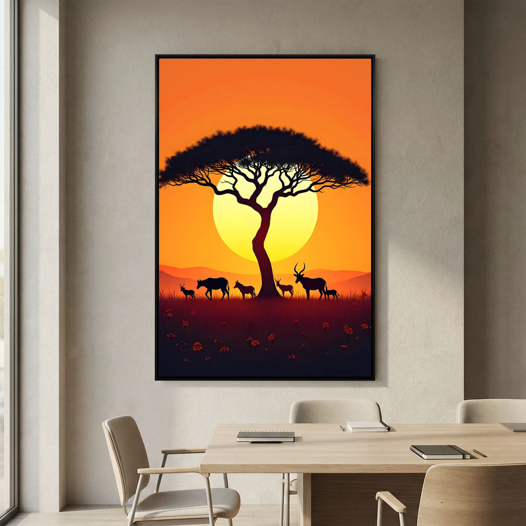 African Planes At Dusk Wall Canvas