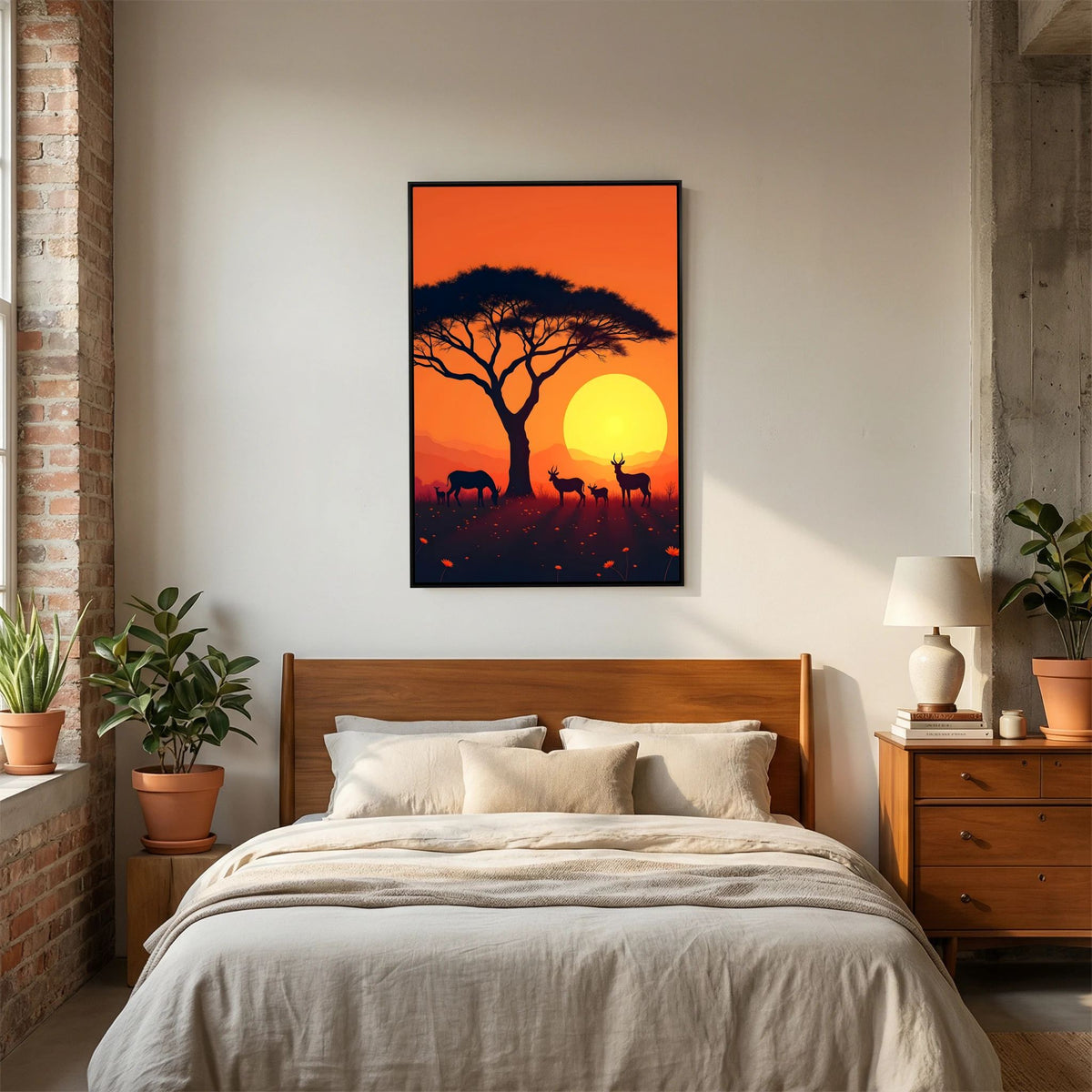 Sunset Abstract Of African Planes Wall Canvas
