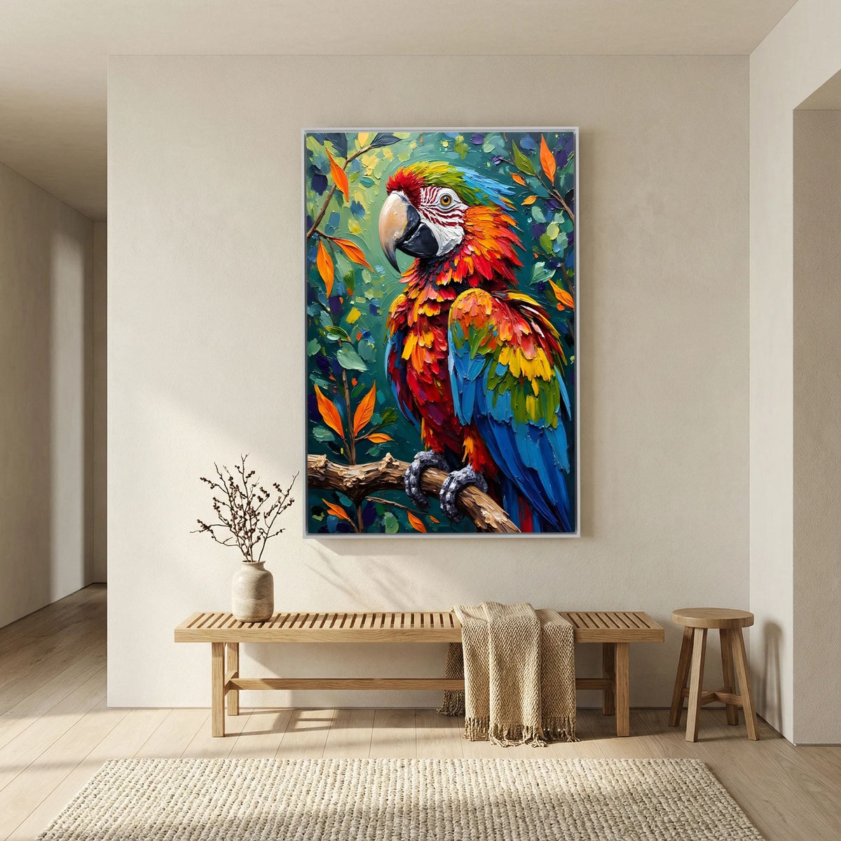 A Vibrant Macaw Stand Out In Any Room Minimalist Wall Canvas