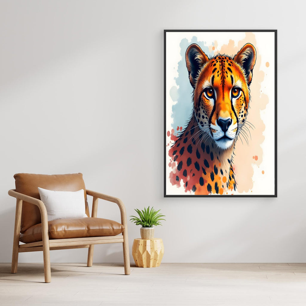Abstract Cheetah Minimalist Ink Style Canvas