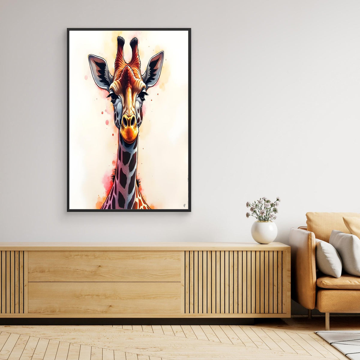 Abstract Giraffe Canvas Minimalist Ink Style