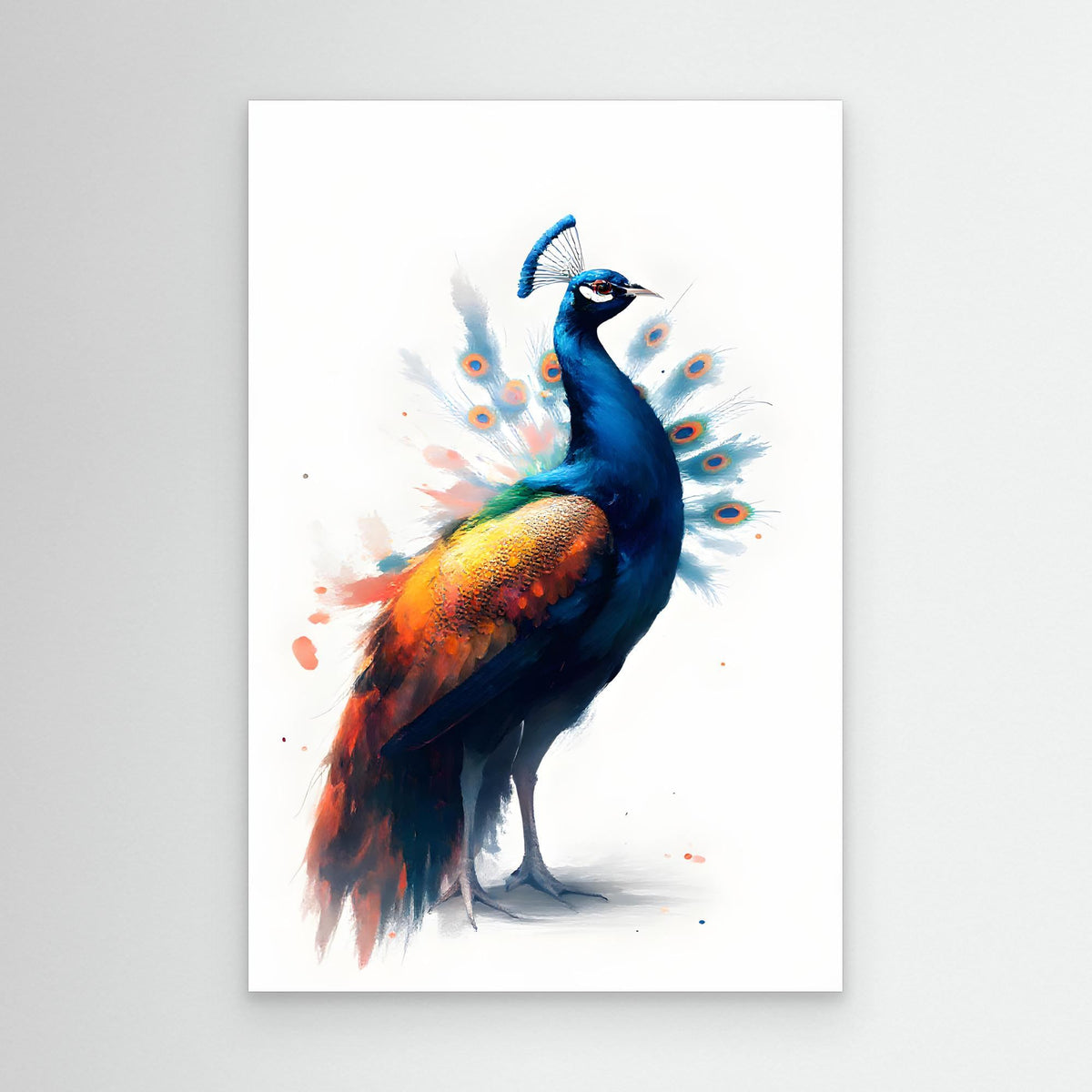 Abstract Peacock Canvas Wall Art Print Modern Oil Style Minimalist