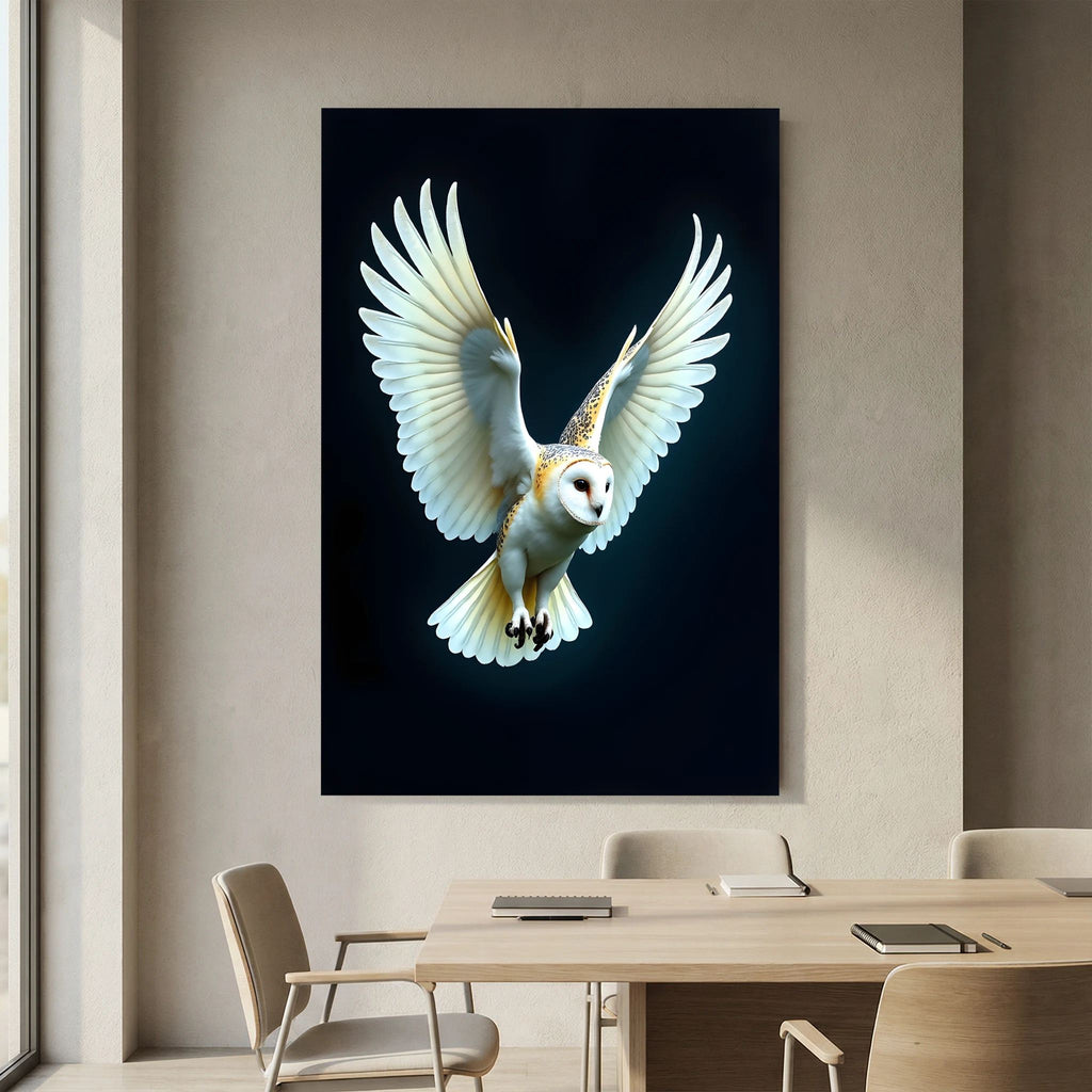 Exquisite  Barn Owl In Flight Print Minimalist Wall Canvas