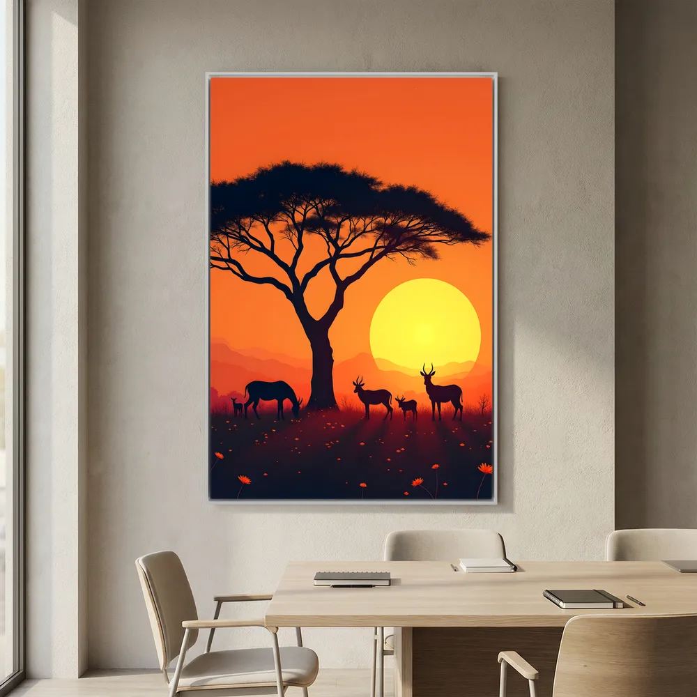 Sunset Abstract Of African Planes Wall Canvas