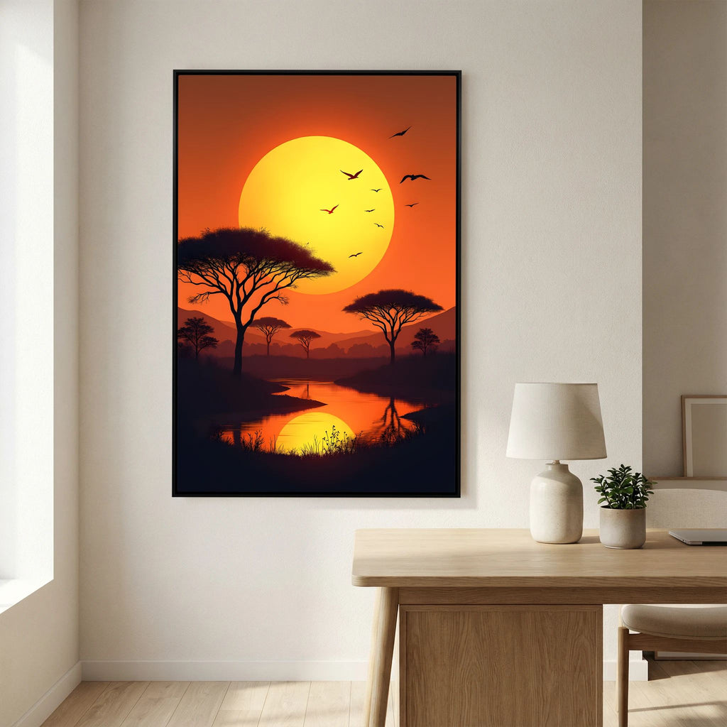 Acacia Trees At Sunset Canvas Wall Art