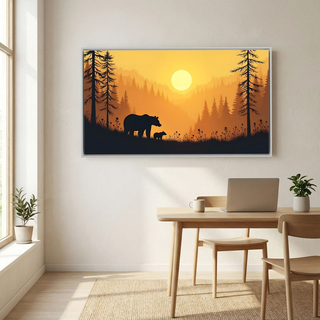 Bears In The Alaskan Wilderness At Sunset Abstract Canvas