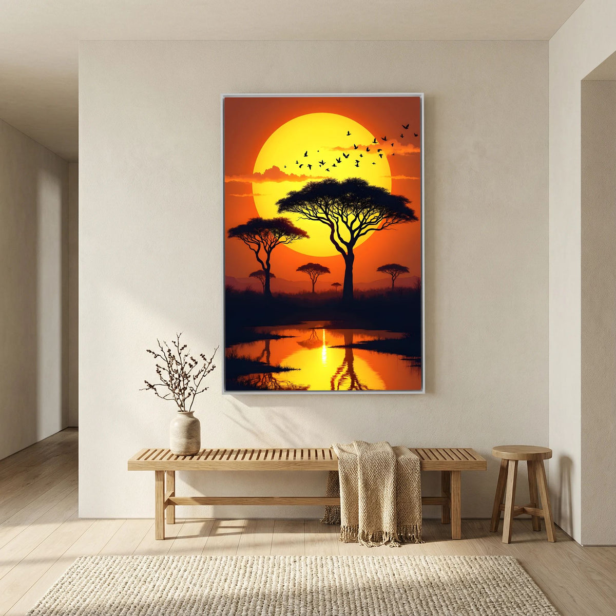 Sunset On The African Planes Acacia Trees Canvas Print