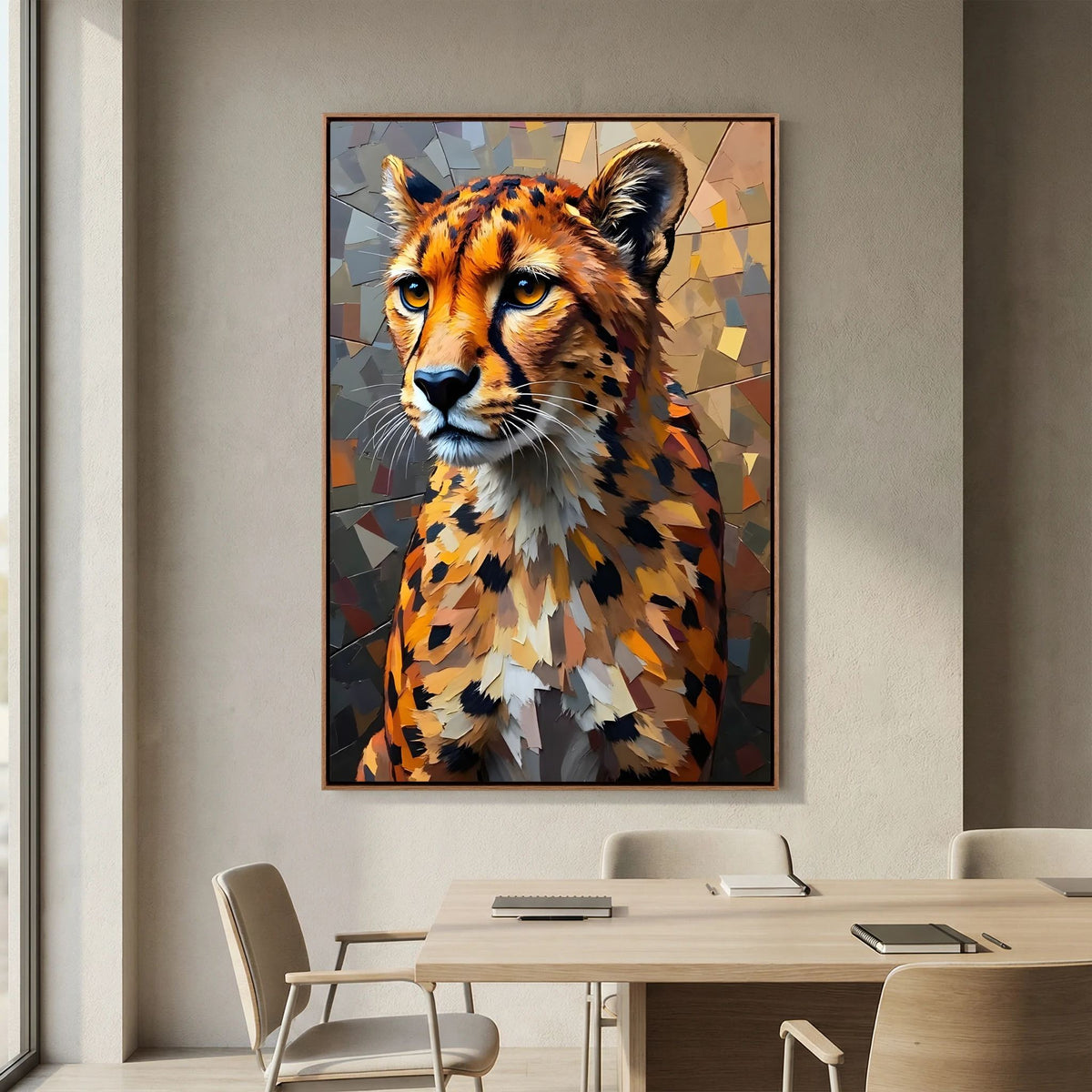 Oil Style Abstract Cheetah Statement Minimalist Wall Canvas