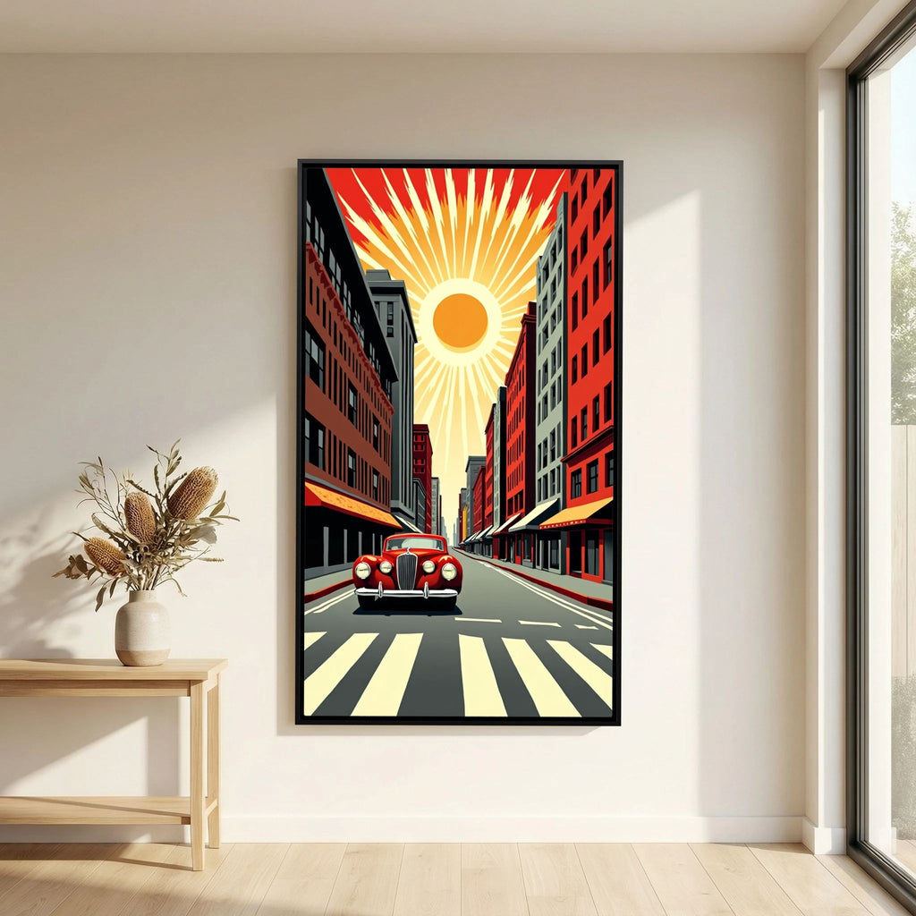 Vintage Street Scene Wall Canvas