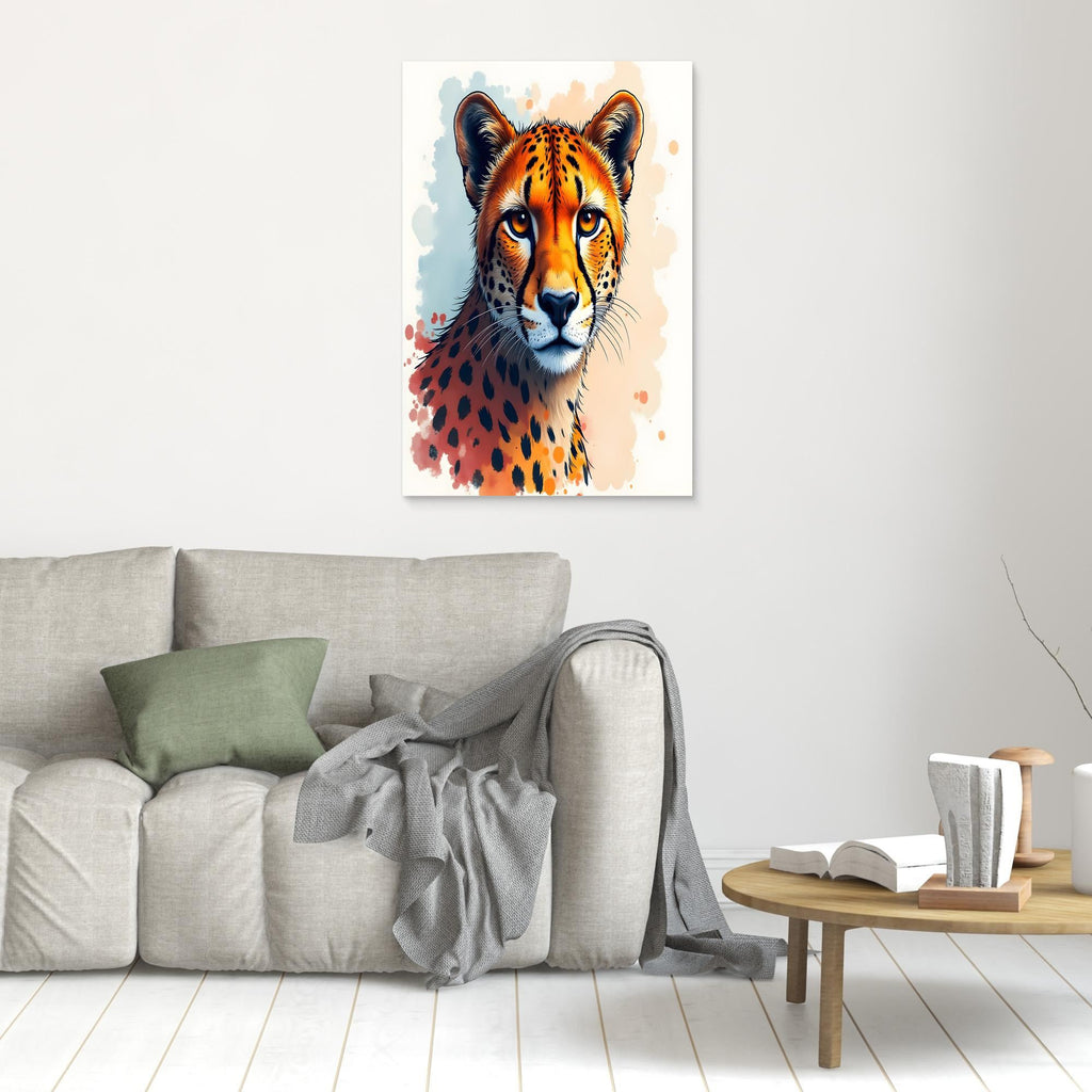 Abstract Cheetah Minimalist Ink Style Canvas
