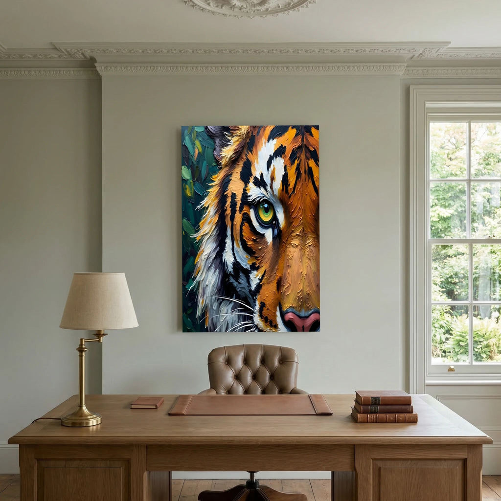 Bold Tiger Abstract Oil Style Canvas Wall Art