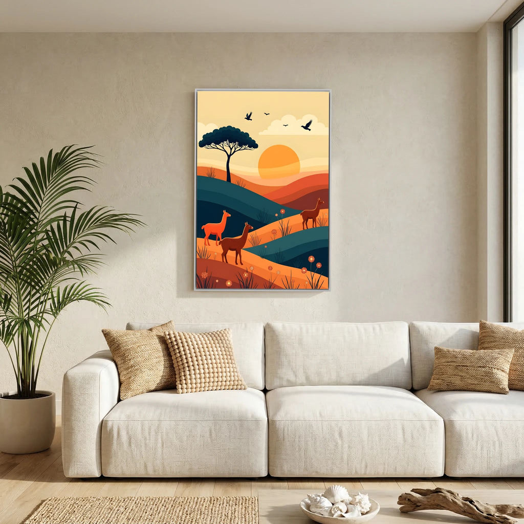 Trio Of Alpaca On Planes Canvas Wall Art
